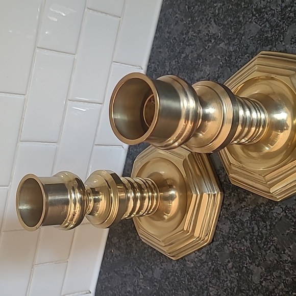 Vintage Solid Brass Candle Holders - Picture 11 of 12